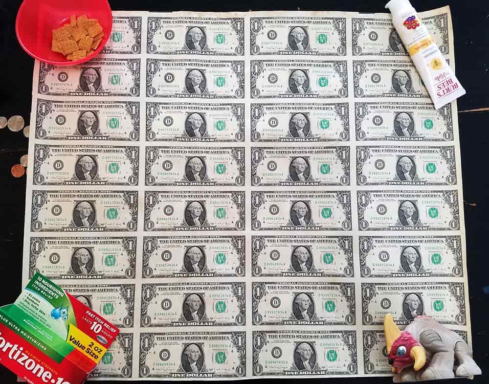 $1 bill uncut sheet