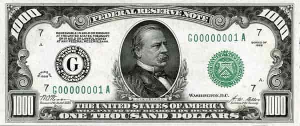 $1,000 US dollar bill