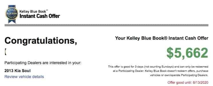 Kelly Blue Book Instant offer