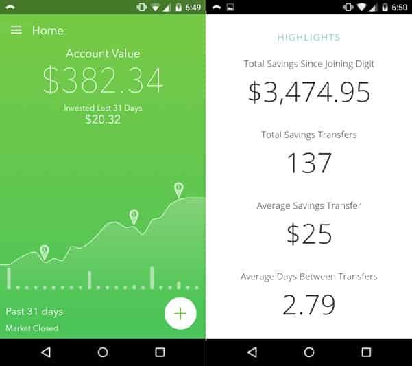 acorns digit savings