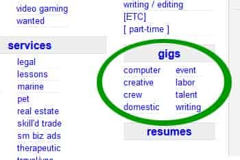 craigslist gigs section