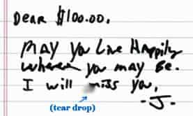 i will miss you $100