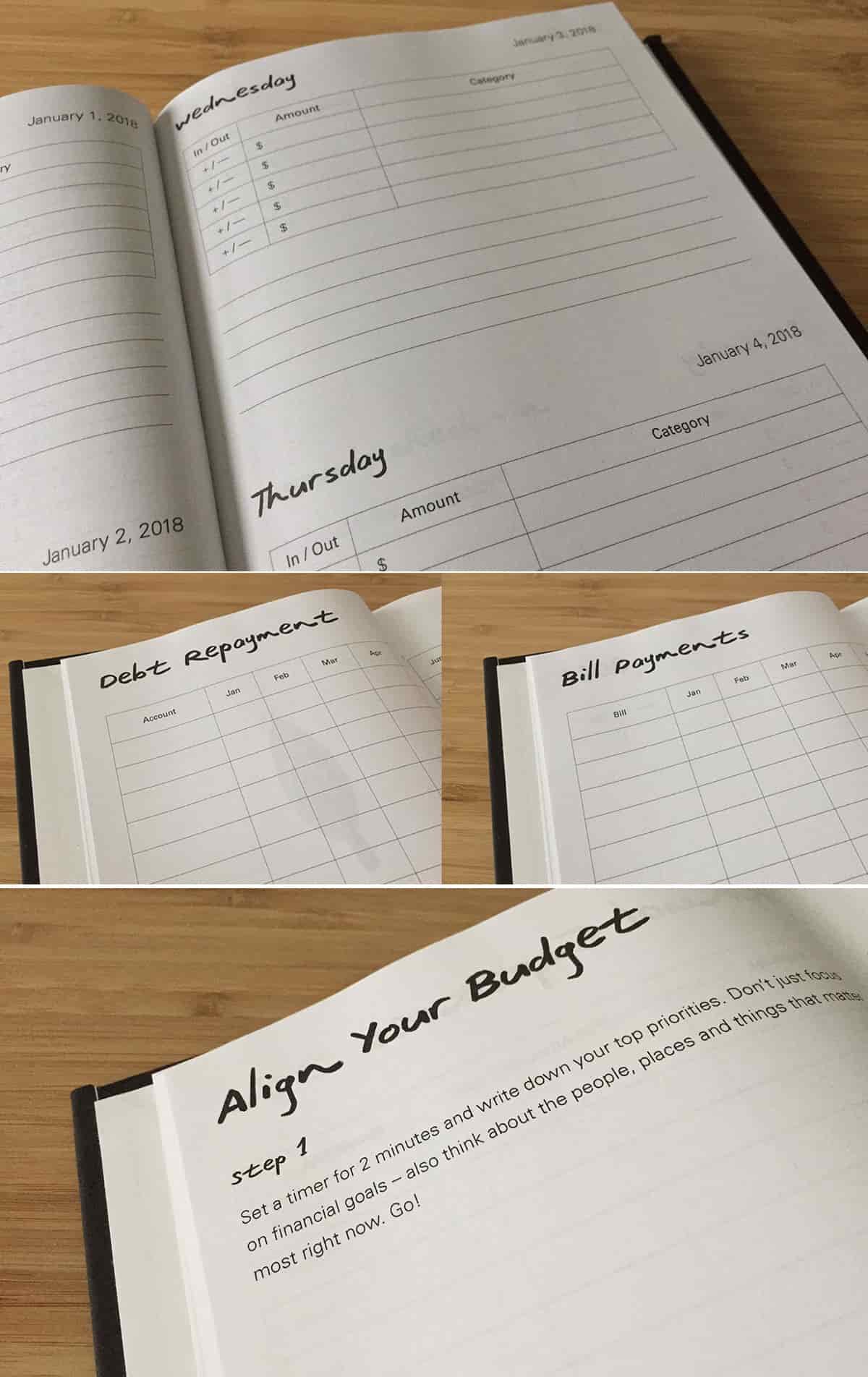 mindful budgeting planner collage