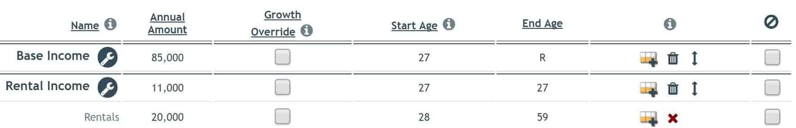 ontrajectory income screen