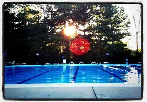pool at dusk