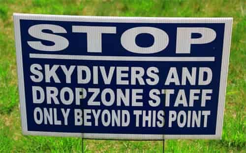 skydivers drop zone